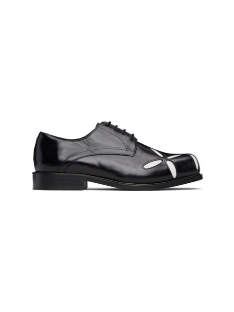 Black & White Slashed Square Toe Derbys
