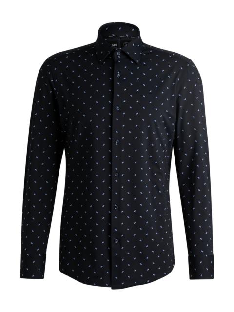 SLIM-FIT SHIRT IN PRINTED PERFORMANCE-STRETCH FABRIC