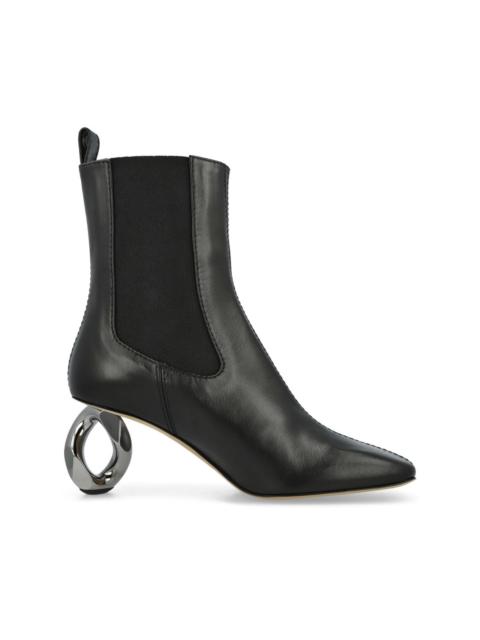 Chain-heel leather chelsea boots