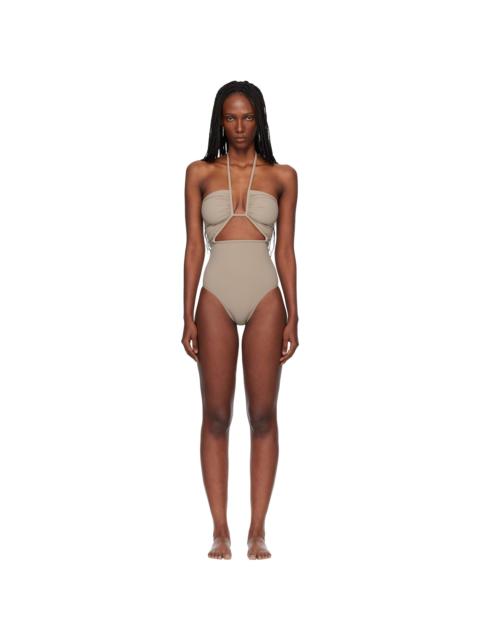 Taupe Temple Prong Bather Swimsuit
