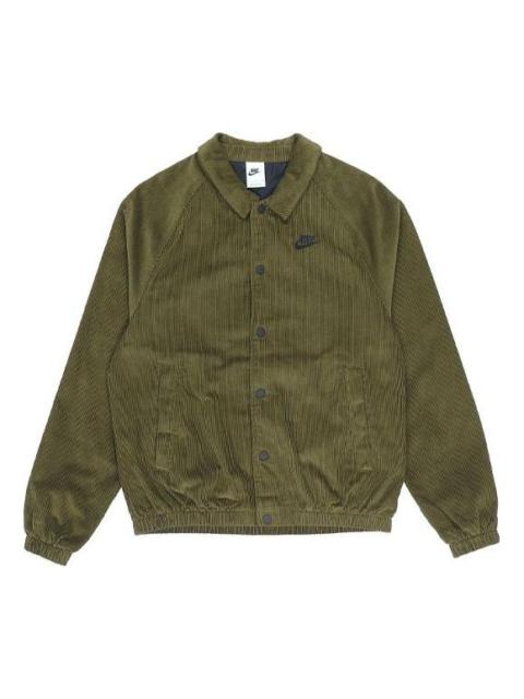 Men's Nike Stack Logo Casual Corduroy Jacket Autumn Green DO2323-326