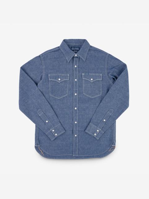10OZ SELVEDGE CHAMBRAY SINGLE YOKE WESTERN SHIRT - BLUE