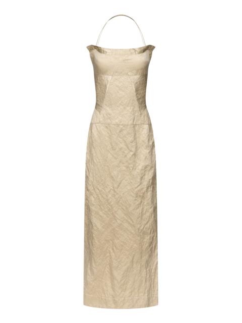 Maisie Sculpted Cotton-Blend Column Dress neutral