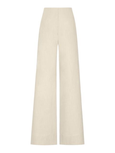 El Sol Mid-Rise Linen Wide-Leg Pants ivory