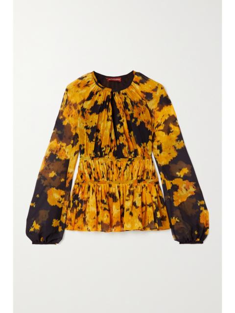 Therese Printed Plissé-georgette Blouse