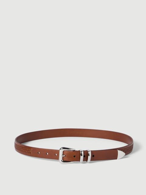 Calfskin belt with braided decoration