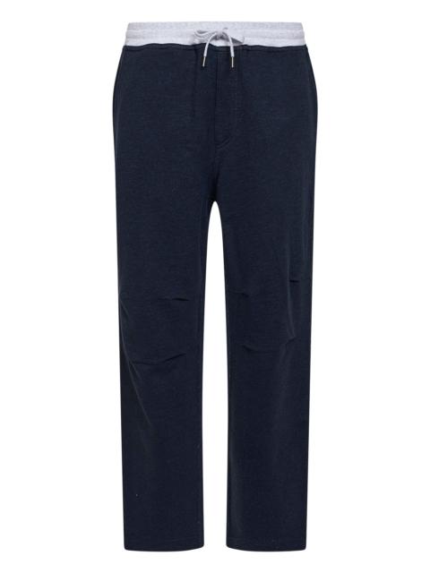 Navy blue cotton and linen jogger trousers