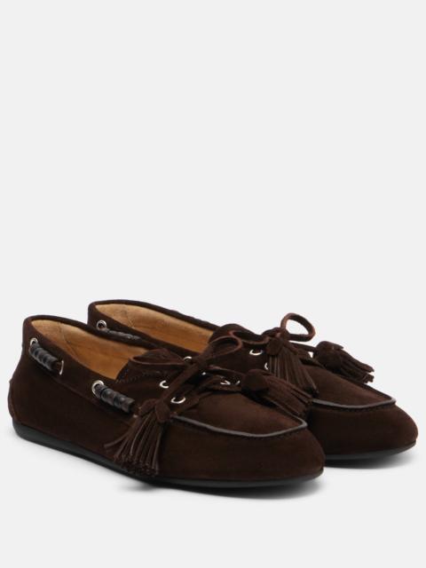 Beaded suede loafers