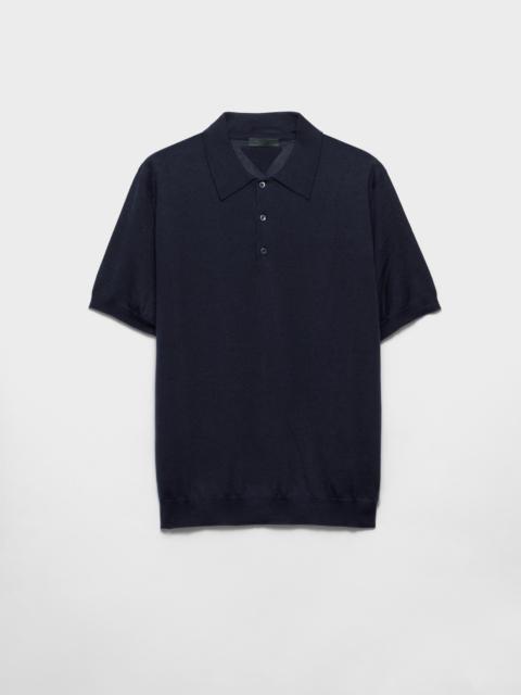 Cashmere and silk polo shirt