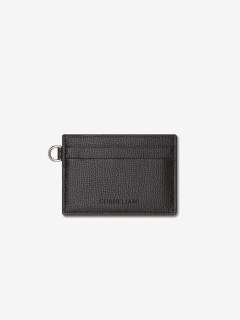Black textured leather card holder