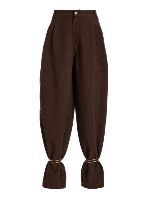 Phebe Cuff-Detailed Wide-Leg Comfort Suit Pants brown