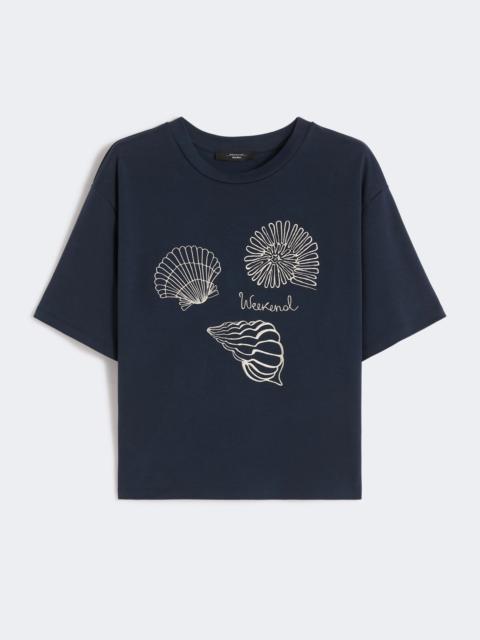 Printed cotton jersey T-shirt - NAVY