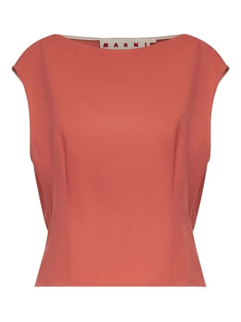 boat-neck gathered top