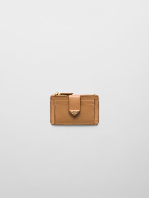 Saffiano and smooth leather card holder