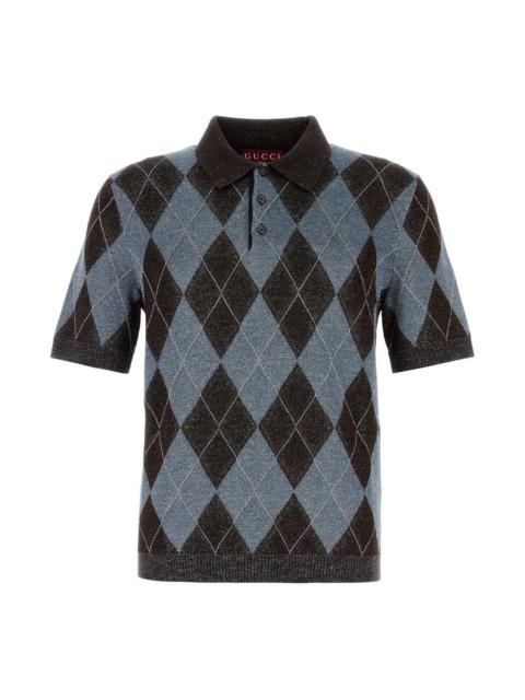 Embroidered Wool Blend Polo Shirt