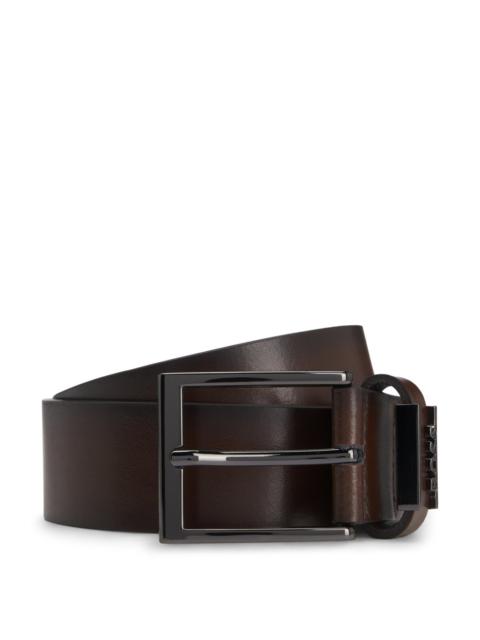 ITALIAN LEATHER BELT WITH BRUSHED GUNMETAL HARDWARE
