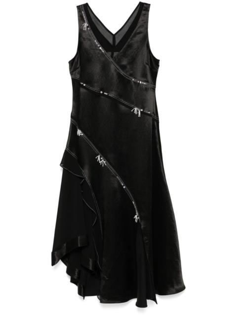 embroidered satin dress