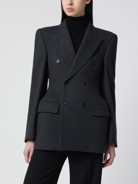 Grey double-breasted cashmere jacket