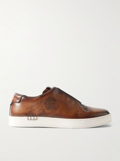 Playtime Scritto Venezia Leather Slip-On Sneakers Brown