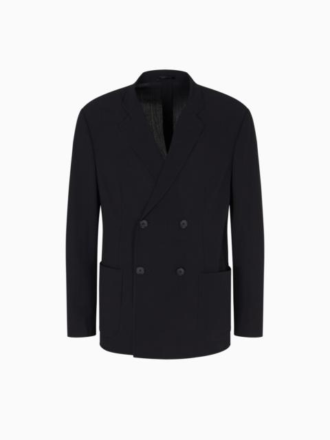DOUBLE-BREASTED JACKET IN CRÊPE VIRGIN WOOL
