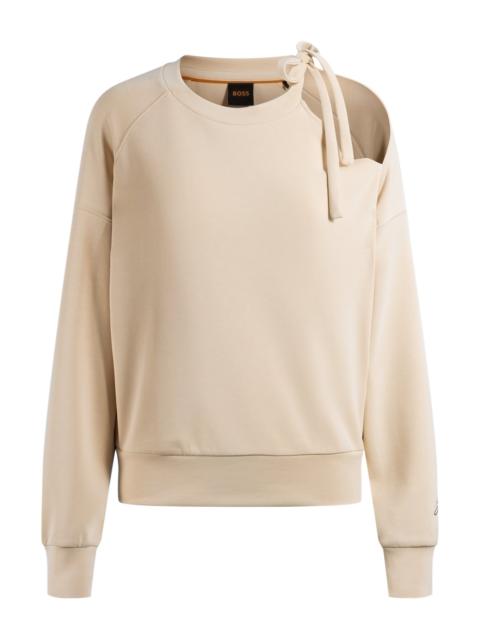 TIE-NECK SWEATSHIRT WITH HANDWRITTEN LOGO