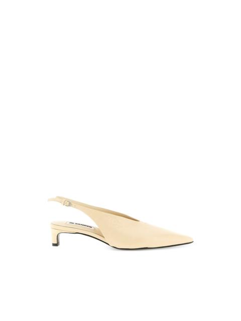craquelé V-neck slingback pumps