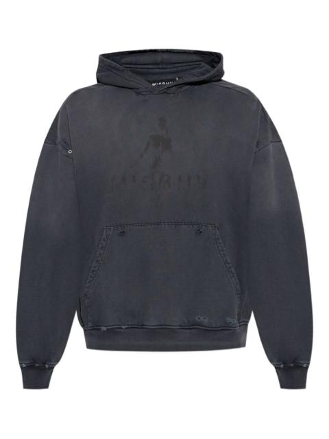 graphic-print distressed cotton hoodie