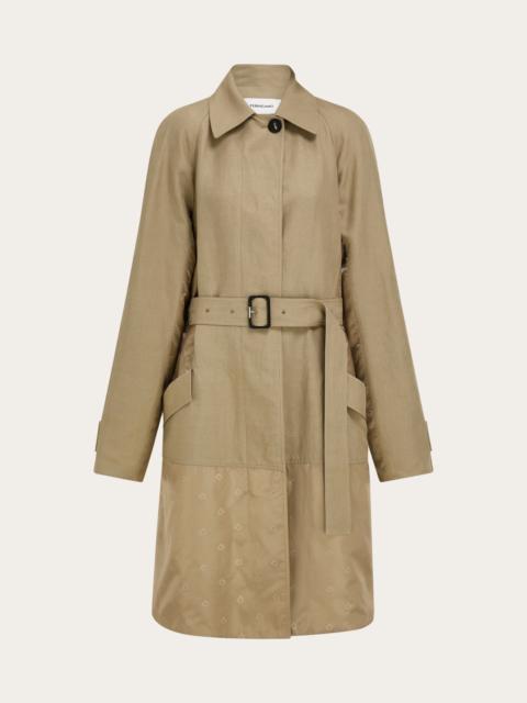 Duster coat with satin inserts