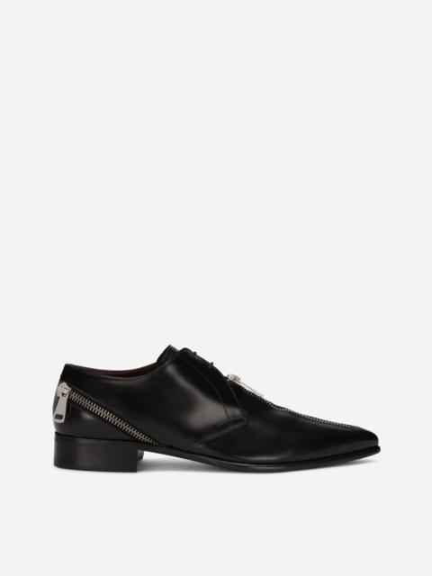 Brushed calfskin Derby shoes with zipper