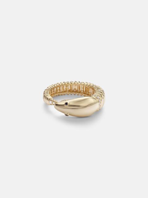 Écrevisse 9kt gold ring with diamonds
