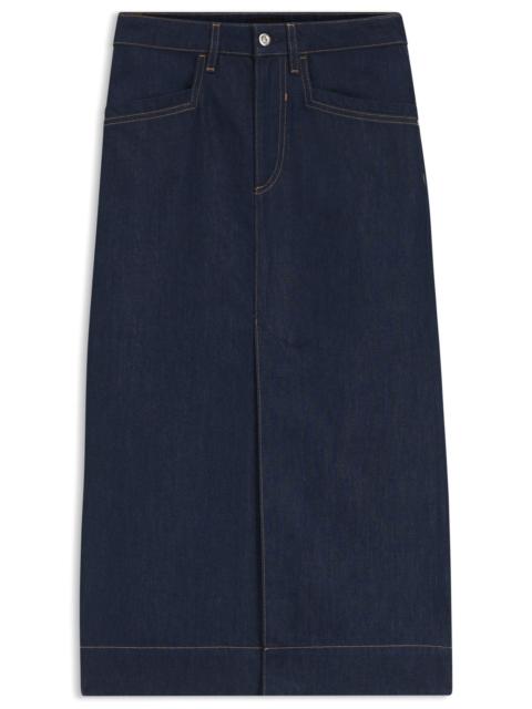 BLUE MIDI SKIRT IN RIGID DENIM