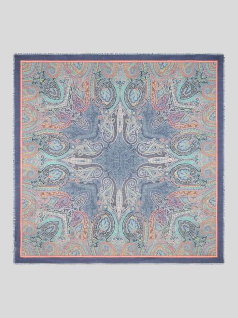 SHAWL WITH MULTICOLOURED GEOMETRIC MOTIF
