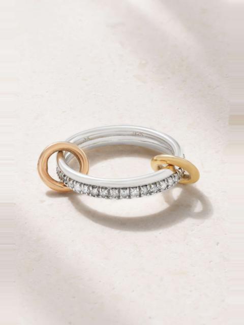 Marigold set of two sterling silver and 18-karat yellow and rose gold diamond rings