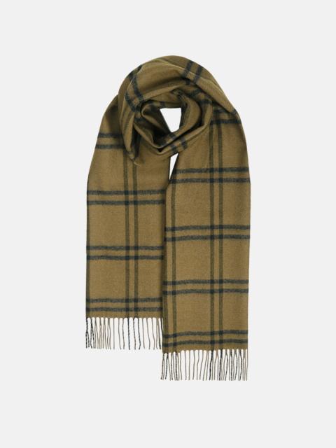 Unisex Oversized Lambswool Scarf Ochre Check