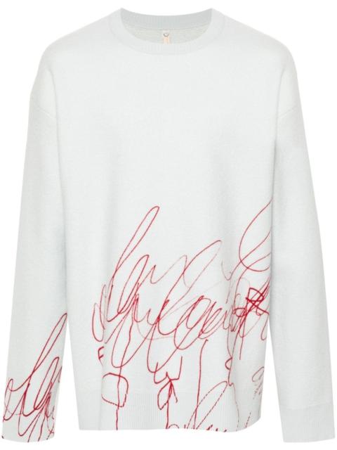 scribble-print fleece jumper