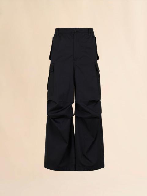 BLACK WATER-REPELLENT TAFFETA CARGO PANTS