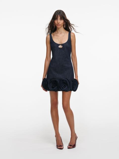 Indigo Denim 3D Flower Mini Dress