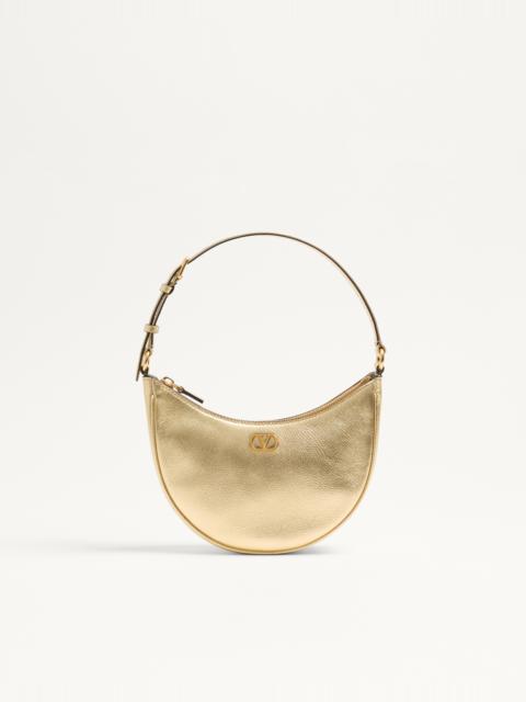 VLOGO SIGNATURE MINI HOBO BAG IN LAMINATED GRAINY CALFSKIN