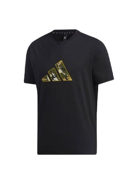 adidas Ub Gxf T Box Sports Camouflage Printing Logo Short Sleeve Black GP0851
