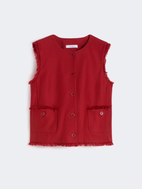 Cotton gabardine jersey gilet - RED