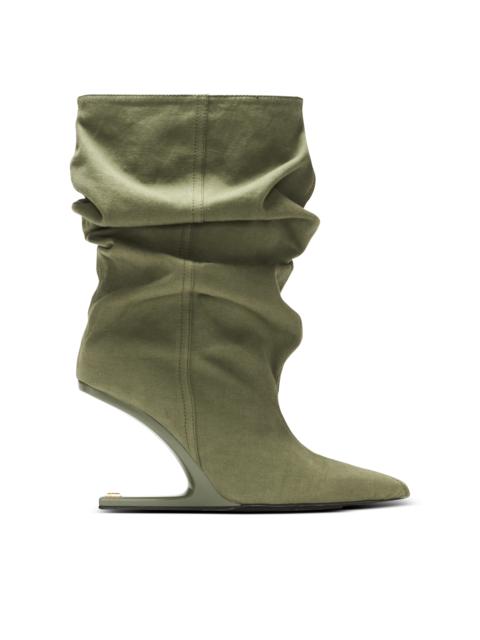 No Wedge cotton-linen ankle boots