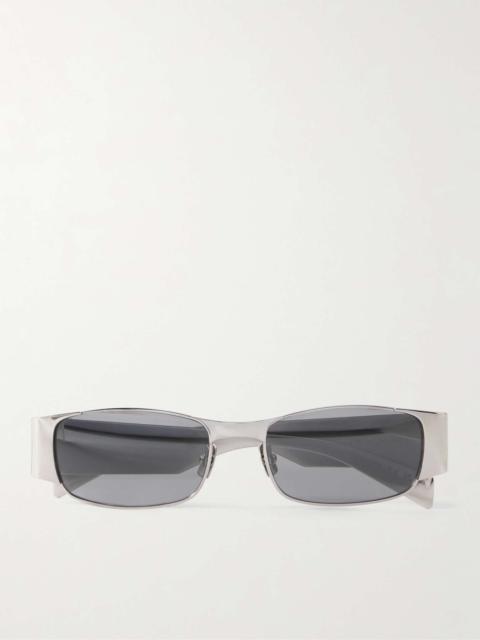 Rectangular-Frame Silver-Tone Sunglasses