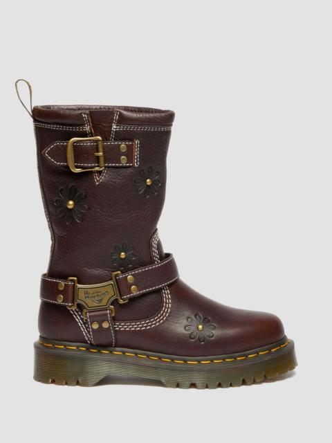 Anistone Hi Flower Grizzly Leather Biker Boots