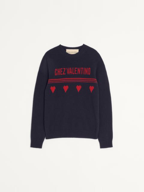 WOOL SWEATER WITH CHEZ VALENTINO JACQUARD MOTIF
