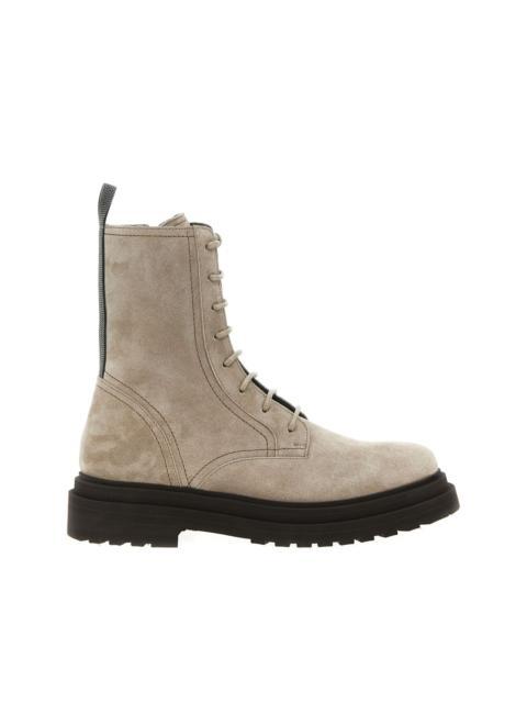 Monile suede combat boots