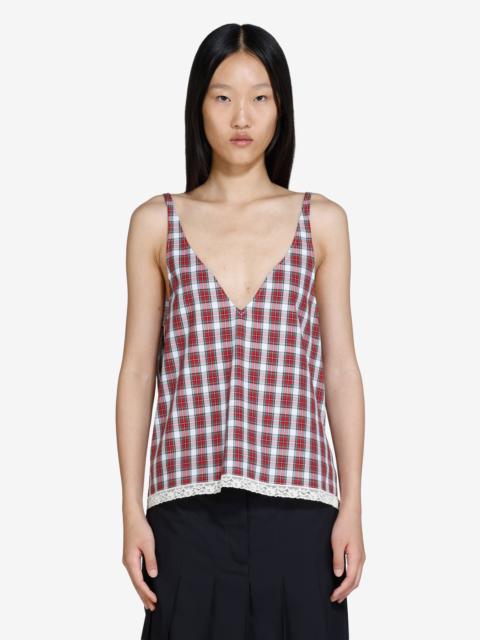 LOW-CUT CHECKED TANK TOP