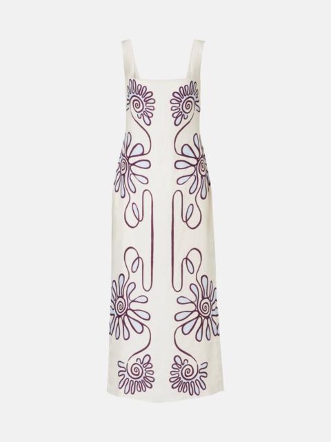 Amaranta printed linen midi dress