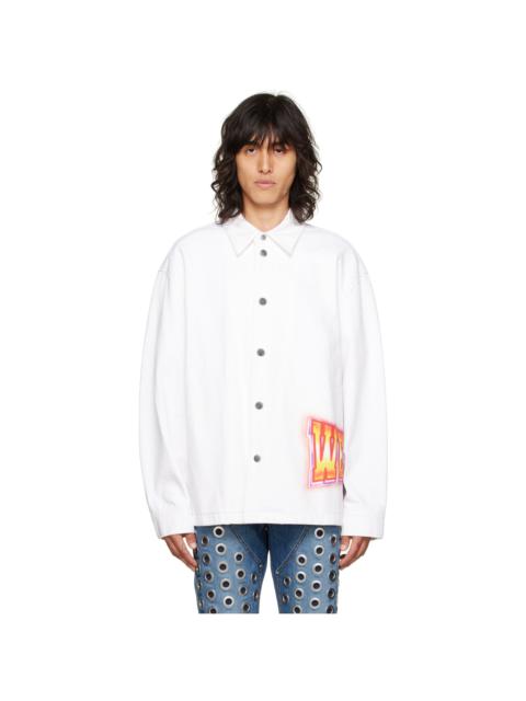 White Printed Denim Jacket