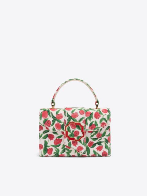 Audrey Red & White Tulip Print Canvas Mini Handbag