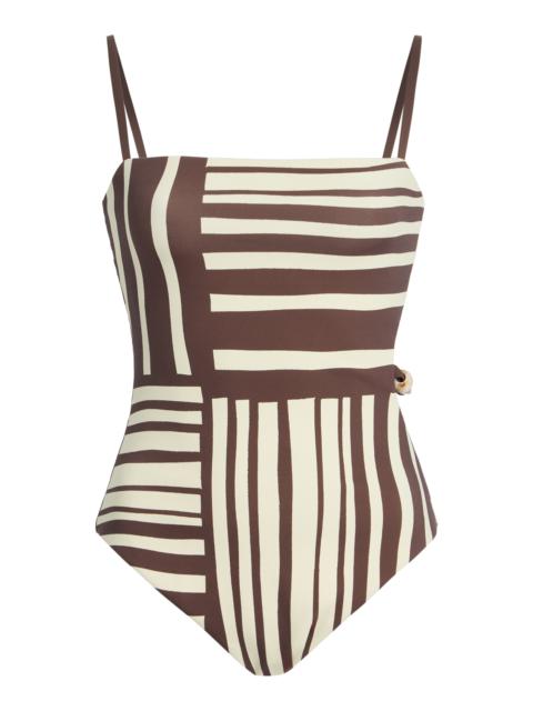 Linocut One-Piece Swimsuit brown